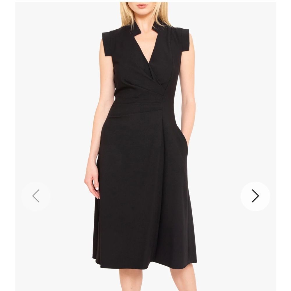 Black Halo Bruna Fit and Flare Midi Dress Black NEW | 2